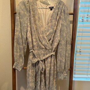 Express Beige and Gray Floral Dress